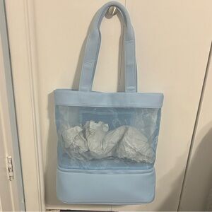 Shade & Shore Baby Blue Clear Panel Tote new but with no tag